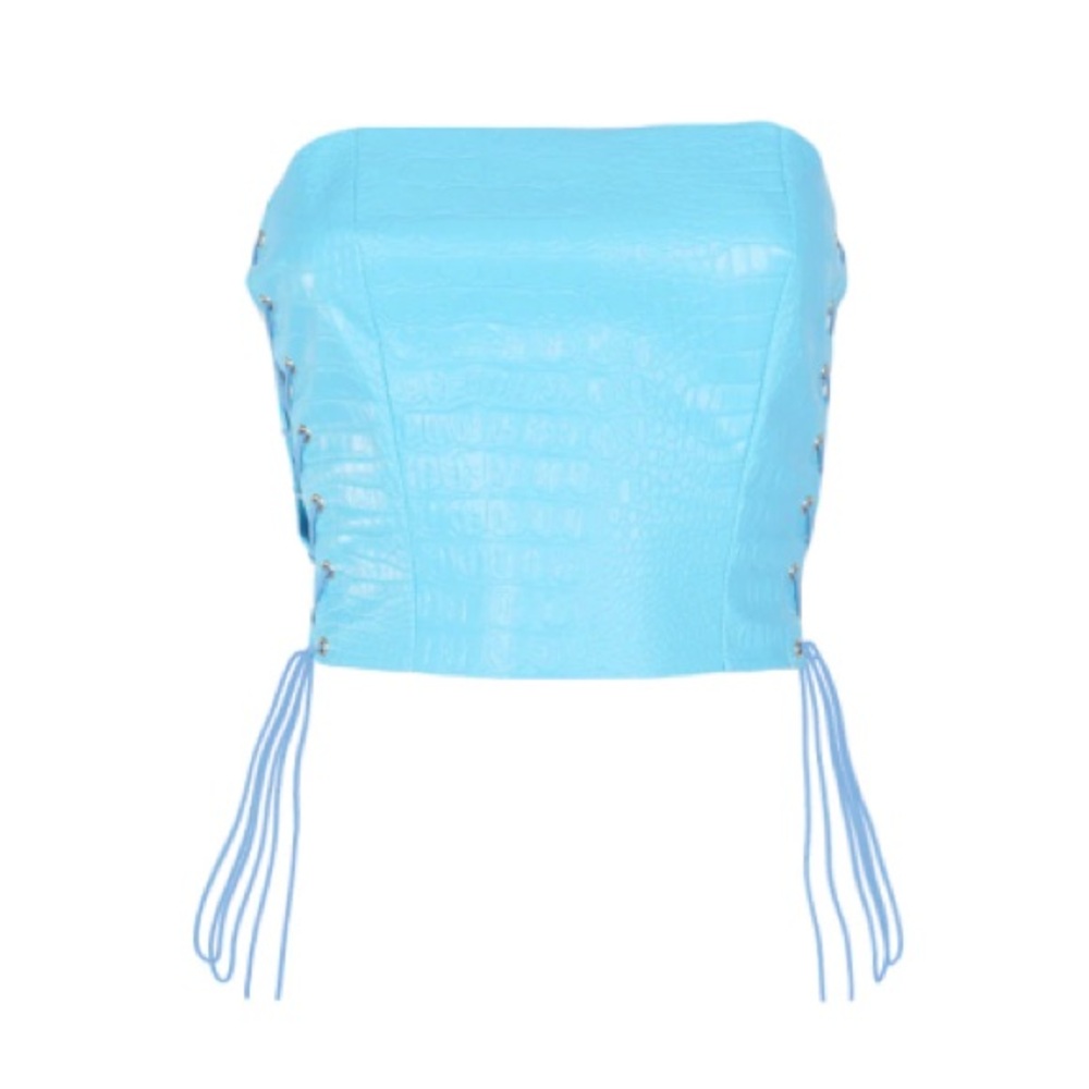 Elegant Light Blue Cropped Top